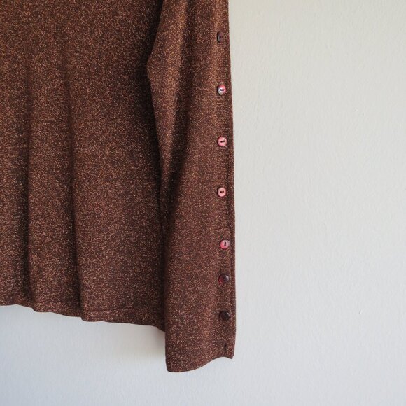 One Girl Who… The Universe Women's Brown Metallic Sweater L - Picture 4 of 12